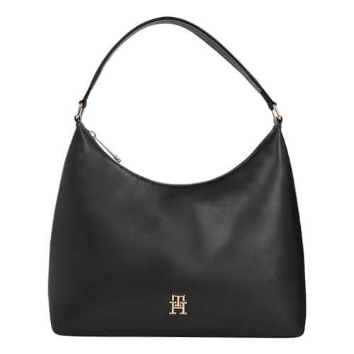 Image of Tommy Hilfiger Women's Iconic Tommy Shoulder Bag Aw0Aw14181 Hobo, Black (Black), OS