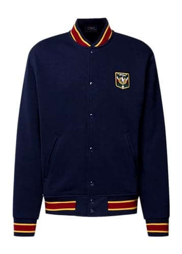 Image of POLO RALPH LAUREN Men’s R.L Naval Tigers Ralph 20 Fleece Sweater Jacket, Laurel Crest Navy, Large