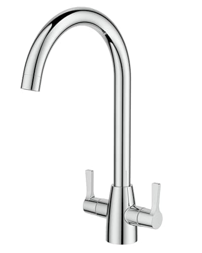 Image of FORIOUS Kitchen Mixer Tap, Monobloc Kitchen Sink Taps 1 Hole with Dual Lever 360 Swivel, Suitable for Home Kitchens, RVs, Camping, Polished Chrome