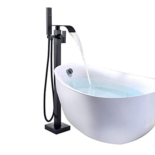 Image of Onyzpily Freestanding Bath Taps Bathroom Mixer Tap Bathtub Tap Handheld Shower Head Floor Mounted Brass Black