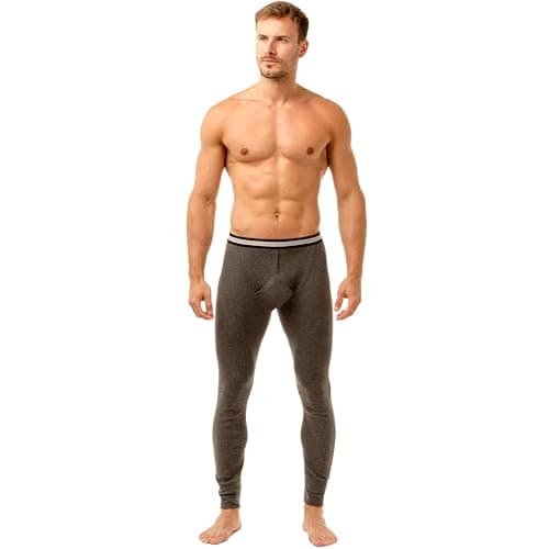 Image of Haigman Men’s Thermal Long Johns/Base Layer Leggings 2 Pack, Charcoal Grey, Small (Waist 30–32in / 76–81cm), Poly-Cotton Brushed Inside, Elastic Waist