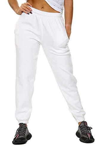 Image of SKYTEX UK Ladies Fleece Jogging Bottoms Pants Trousers Casual Elasticated Hem (White, 12)