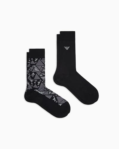 Image of Emporio Armani MAN'S GRAPHIC ALLOVER 2-PACK SOCKS SHORT BLACK TU