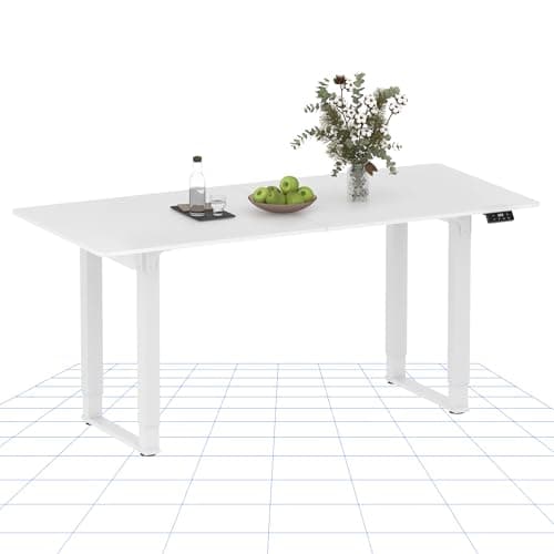 Image of FLEXISPOT Electric Standing Desk 4 Legs Dual Motors, Height Adjustable Sit Stand Home Office Workstation with Memory Smart Panel, Splice Board, QS2 160 * 75cm White
