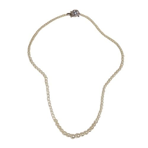 Image of Lovett & Co - Vintage Graduated Pearl Necklace for Women - 16 Inch Rhodium Plated Cream Necklace - 1 Row Graduated Pearl jewellery for Women