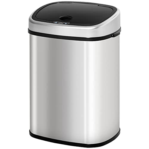 Image of HOMCOM Stainless Steel Kitchen Sensor Dustbin Automatic Touchless Rubbish Garbage Waste Bin 48L Silver