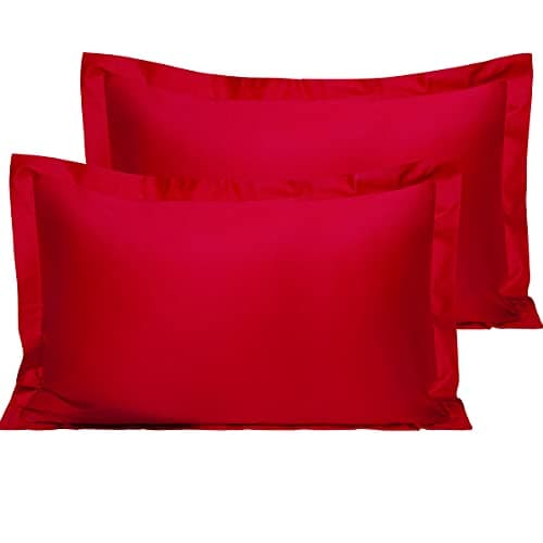 Image of NTBAY 2 Pack 500 Thread Count 100% Egyptian Cotton Oxford Pillowcases, Super Soft and Breathable Euro Standard Pillow Cases | Hotel Quality Pillow Shams, 50x75 cm, Red