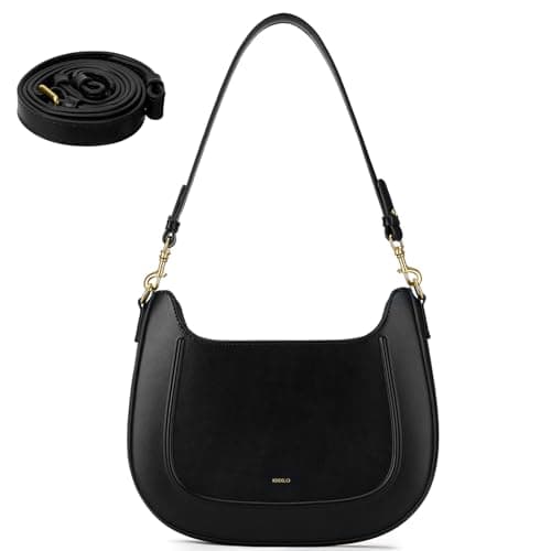 Image of TORISKY PU Leather Shoulder Bag Hobo Bag for Women Middle Half Moon Shoulder Purses Top Handle Handbags with Zipper(FS102-Black)