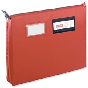 Image of Versapak Mailing Pouch Gusseted Bulk Volume Sealable with Window PVC 380x340x75mm Red Ref CG2 RDS