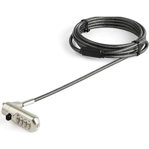 Image of StarTech.com 6.5ft Laptop Cable Lock for Nano Slot Computer/Device, Anti-Theft 4 Digit Combination, Steel Security Cable Lock