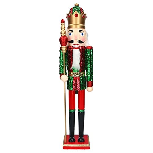 Image of Gisela Graham Red and Green 60 Centimetre Wooden Nutcracker Decoration