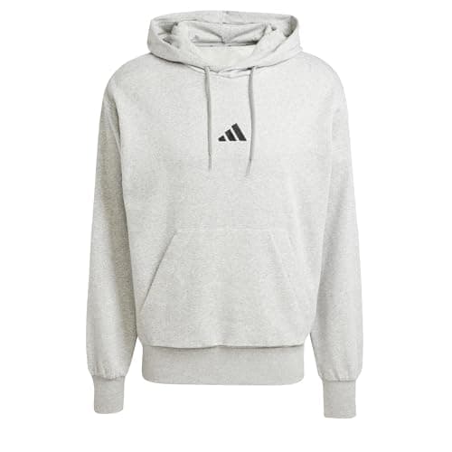 Image of adidas Men's ESSENTIALS FEELCOZY FLEECE HOODIE, medium grey heather/black, L