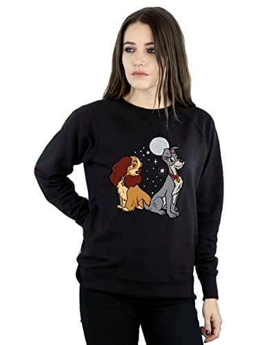 Image of Disney Women's Lady And The Tramp Moon Sweatshirt Black XX-Large