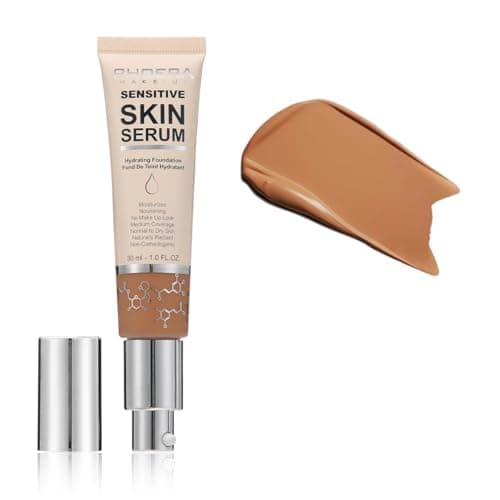 Image of PHOERA Hydrating Serum Foundation – Hyaluronic Acid, Niacinamide, Tea Tree Oil, Allantoin & Vitamin E – Medium Coverage, 12HR Hydration Makeup – Lightweight for Dry & Sensitive Skin Vegan (TAN)