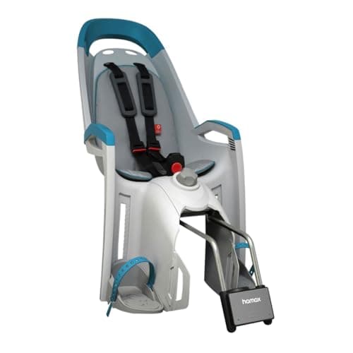 Image of HAMAX Unisex-Youth Amaze Rear Frame Mount Child Bike Seat Childseat, Light Grey/Petrol Bl, One Size
