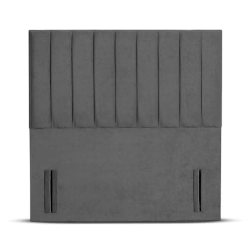 Image of Floor Standing Divan Bed Headboard | Portland Plush Velvet Headboards for 4ft6 Double Size Bed | Elegant design with wooden material headboards for beds (Grey, 4ft6 Double Height-50inch)