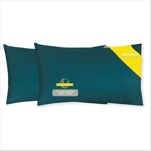 Image of Pillow Cases 2 Pack 50CM x 75CM, Poly Cotton Pillow Cases 2 Pack Housewife Pair of Pillowcases, Easy Care Soft Stain Resistant Luxury Pair Pack Teal