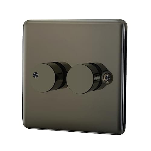 Image of ASAB 2 Gang 2 Way Push Dimmer 400W PGM 33681 Black Nickel Two Way Dimming Control Gang Style Push On Off Button Suitable for LED Lamps Tungsten Lamps Durable and Sleek Design Easy to Install