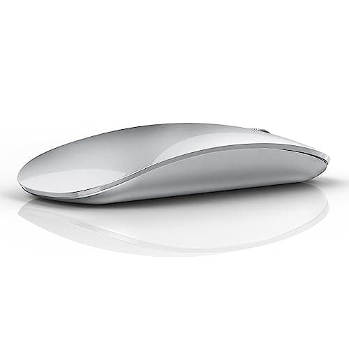 Image of Uiosmuph Bluetooth Mouse, Triple Mode (Dual Bluetooth+USB) Wireless Computer Silent Mouse - Portable, Rechargeable via USB-C, for Laptop/MacBook/iPad/PC (Silver)