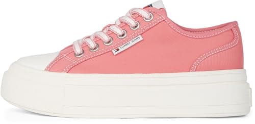 Image of Tommy Jeans Women’s Low Top Foxing Flatform Trainers, Pink (Preppy Pink), 7