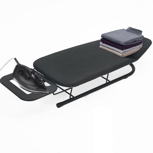 Image of Rainberg Table top Ironing Board, Small-Foldable Design, Non-Slip Folding Legs, 100% Cotton Cover with Foam Layer, Steam Iron Rest, Lightweight, Space Limited Places, 76 x 30cm