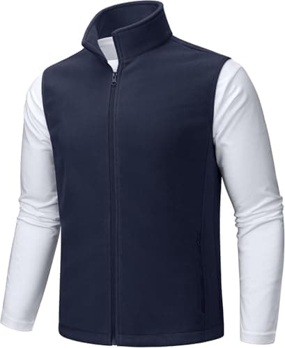Image of TACVASEN Men's Body Warmers Fleece Vest Lightweight Bodywarmer for Travel Hiking Fishing Running Golf Navy,XL