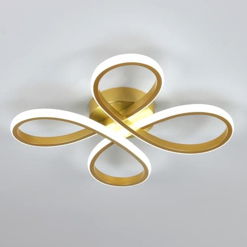 Image of SENQIU LED Ceiling Light, 30W 3375LM Modern Gold LED Ceiling Lamp, Cold White 6500K, Creative Flower Design Lighting Fixture for Bedroom Hallway Kitchen Living Room