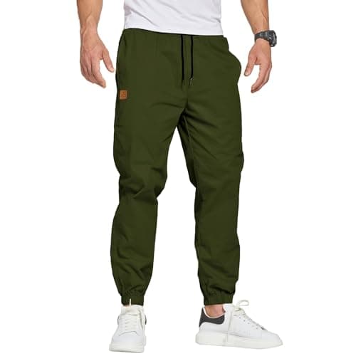 Image of ZOXOZ Joggers for Men Tracksuit Bottoms Mens Cargo Trousers Work Trousers Men Elastic Waist Sweatpants Drawstring with Pockets ArmyGreen XXL