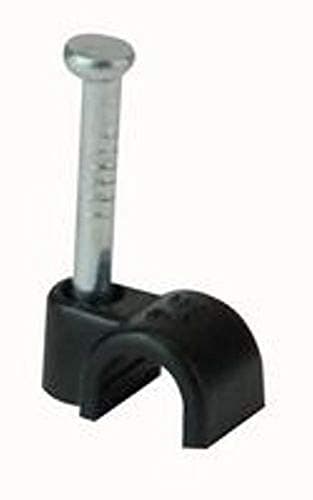 Image of 4mm Black Cable Wire Clips Clamps with Fixing Nail - Pack of 100