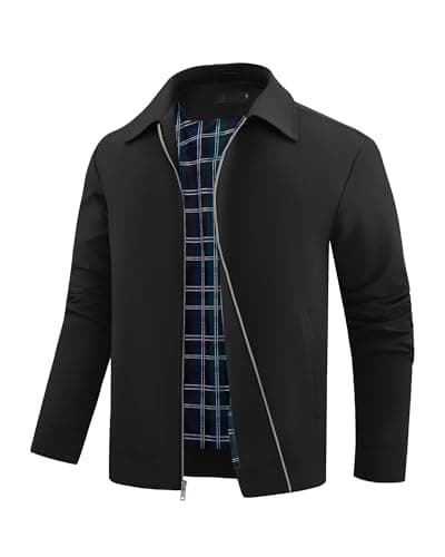 Image of Autsel Men's Lightweight Bomber Jackets Casual Windbreaker for Sportwear Cargo Jacket Outwear with Zip Pockets Black L