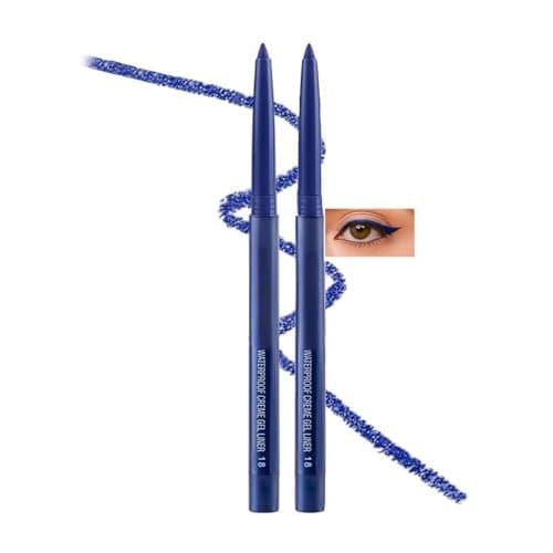 Image of 2-Pack Blue Waterproof Gel Eyeliner Pencil – Highly Pigmented Long-Lasting Gel Formula – Smudge-Proof & Sweat-Resistant Soft Tip for Smooth Application Multiple Colors for Makeup Looks