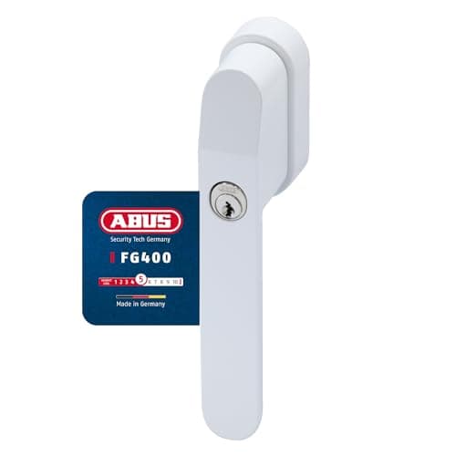 Image of ABUS FG400 Lockable Window Handle - with Push Cylinder and Key - Child Lock and Burglary Protection - Universal Fit - Keyed Alike AL0125 - Security Level 5 - White