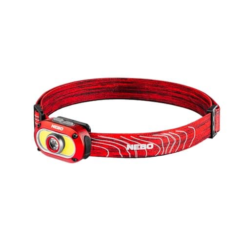 Image of NEBO MYCRO 550 Rechargeable Headlamp | 550 Lumens, 7 Light Modes, Water Resistant, Detachable Hat Clip, Super Bright Head Lamp for Camping & Hiking, Includes USB Charging Cable (Red)