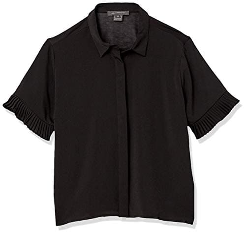 Image of French Connection Women's Classic Crepe Light Polly Tops Blouse, Black, Large