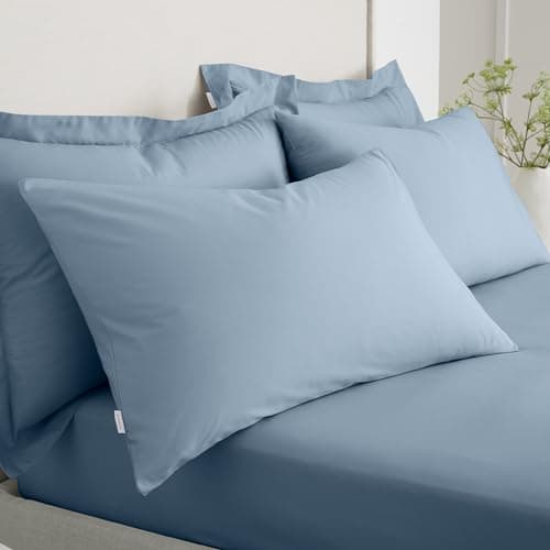Image of Bianca 200 Thread Count Cotton Percale Standard Pillowcase Pair Blue