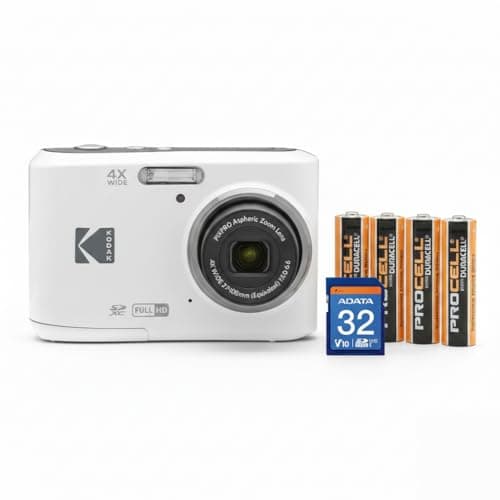 Image of Kodak PIXPRO FZ45 Friendly Zoom Digital Camera (White) Bundle with 32GB SD Card and AA Batteries (4-Pack) (3 Items)