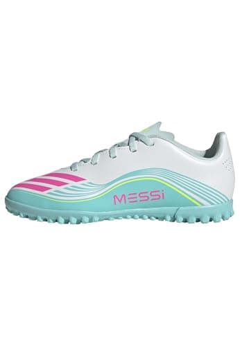 Image of adidas Unisex Kids F50 Messi Club Turf Football Shoes Kids, FTWR White/Lucid Pink/Flash Aqua, 4 UK