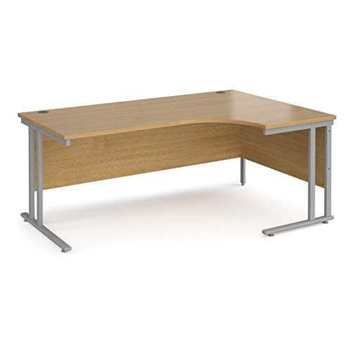 Image of Mr Office Maestro 25 right hand ergonomic desk - silver cantilever leg, Oak, 1800