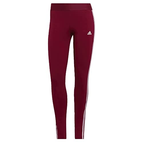 Image of adidas Women's Designed 2 Move High-Rise 3-Stripes 7/8 Sport Tights Leggings, Legacy Burgundy/White, XS