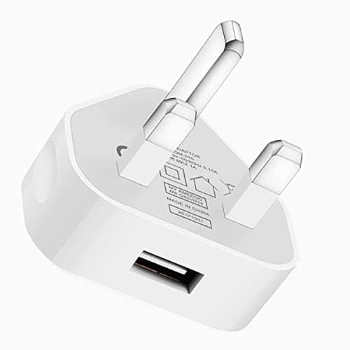 Image of TECHNOPLAY UK 3-Pin Plug Mains Charger Adapter – 1AMP 1000mAh Fast Speed Travel USB Wall Charger Compatible with iPhone, iPad, iPod, Samsung Galaxy Tab, Huawei Tablets, and Other USB Devices