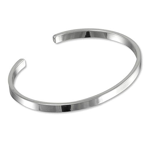Image of Treasure Bay Men's Solid 925 Sterling Silver Bangle, Plain Silver Cuff Bracelet