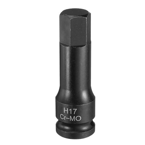 Image of Sourcing Map 17mm Hex Impact Bit Socket H17 1/2" CR-MO Steel Phosphate Black Drive Socket Adapter for Auto Mechanics Work Repair Maintain