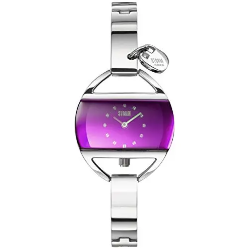 Image of STORM Temptress Charm Lazer Purple Women's Watch with Unique Curved dial, Heart Charm and easilink Fastening