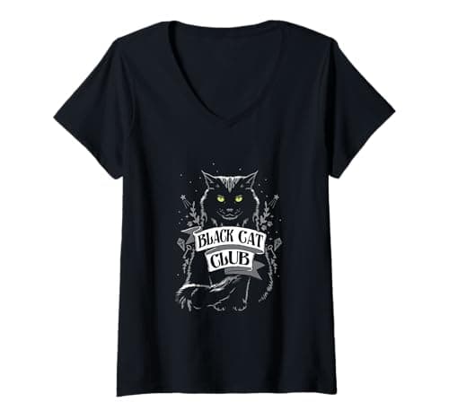 Image of Women's Witchcraft Black Cat Club V-Neck T-Shirt