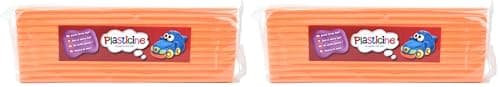 Image of The Original Plasticine, One Colour Slab 400g - Fluro Orange, Modelling Clay for Professional Animators and Model Makers, Easy to Shape and Mould, Make Sculptures, Models and Stop-Motion Animations