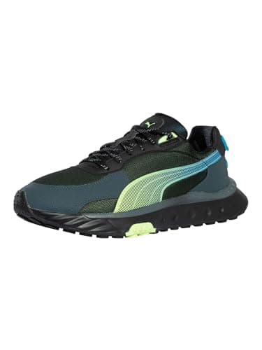 Image of PUMA Men's Wild Rider Trainers, Black/Dark Slate/Ocean Dive, 8 UK