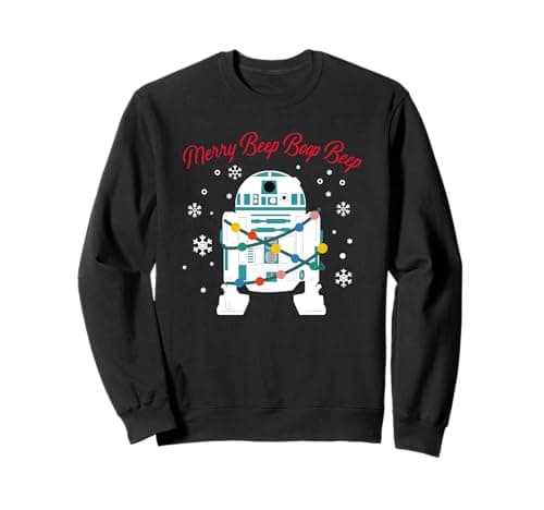 Image of Christmas Star Wars C3PO R2D2 Merry Beep Beep Sweatshirt