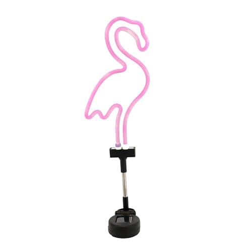 Image of Solar Stake Light Outdoor Flamingo, Neon-Effect Solar Powered Garden Stake Light, Decorative Waterproof Garden Ornament Spike Light, No Wiring