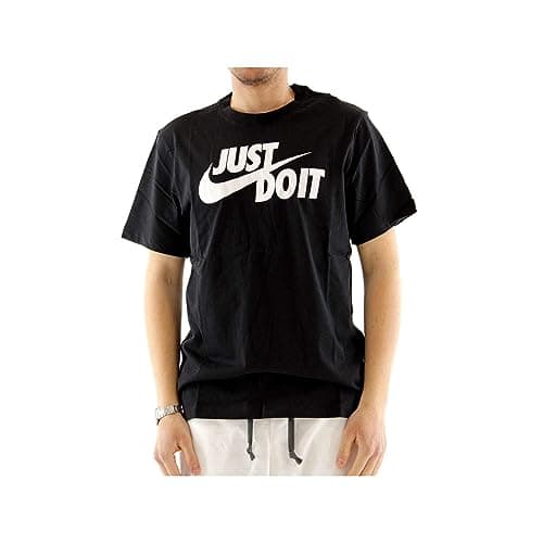 Image of NIKE Men's Sportswear Just Do It Swoosh T shirt, Black/White, M UK