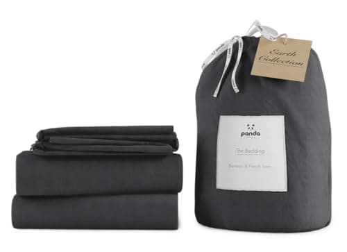 Image of Panda Bamboo & French Linen Complete Bedding Set | UK Super King - Coconut White (Slate Grey, Single)